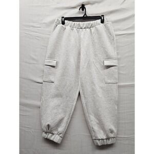 Express Womens Cargo Jogger Pants Gray Viscose Blend Relaxed Size XL